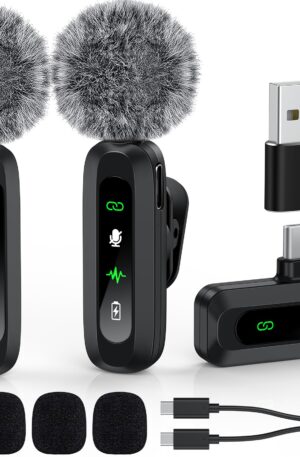 USB C Lavalier Microphone Wireless Mini Mic for Type-C Android Phone/Tablet/PC Video Recording Clip-on Mics with Rotatable Clip&Denoise Recording, Ideal for Vlog Tiktok Youtube Podcast Content Creator